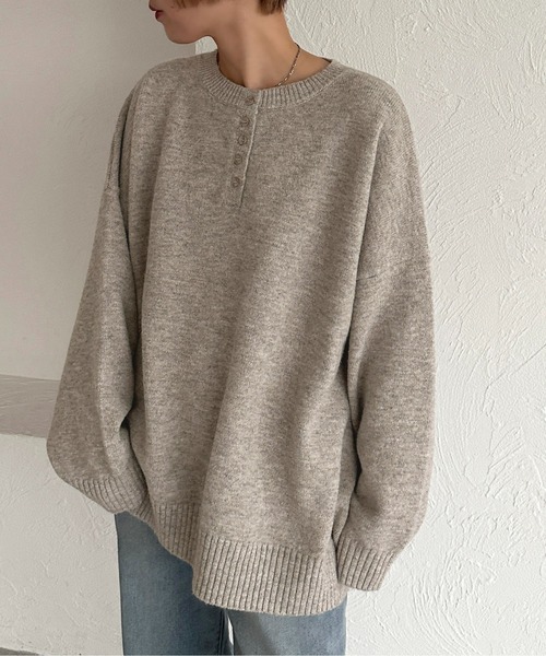 apres jour mignon（アプレジュールミニョン）の「ヘンリーニット【ZOZOTOWN限定アイテム】（ニット/セーター・レディース・ブラック/アイボリー/チャコールグレー/ベージュ/レッド/ブラウン系その他・フリー/X-LARGE）」の8枚目の写真