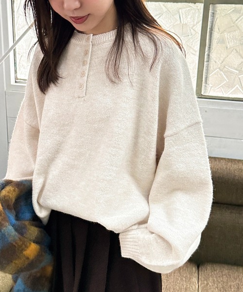 apres jour mignon（アプレジュールミニョン）の「ヘンリーニット【ZOZOTOWN限定アイテム】（ニット/セーター・レディース・ブラック/アイボリー/チャコールグレー/ベージュ/レッド/ブラウン系その他・フリー/X-LARGE）」の11枚目の写真