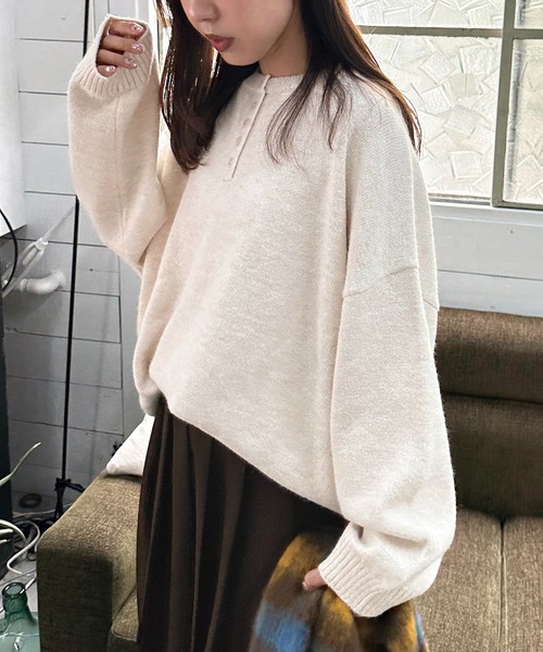 apres jour mignon（アプレジュールミニョン）の「ヘンリーニット【ZOZOTOWN限定アイテム】（ニット/セーター・レディース・ブラック/アイボリー/チャコールグレー/ベージュ/レッド/ブラウン系その他・フリー/X-LARGE）」の12枚目の写真