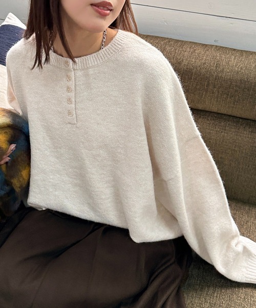 apres jour mignon（アプレジュールミニョン）の「ヘンリーニット【ZOZOTOWN限定アイテム】（ニット/セーター・レディース・ブラック/アイボリー/チャコールグレー/ベージュ/レッド/ブラウン系その他・フリー/X-LARGE）」の10枚目の写真