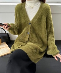 【新色登場】ふわふわシャギーカーディガン オーバーサイズ カーディガン シャギーニット Vネック 春服 秋服 冬服