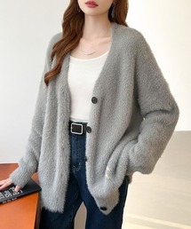 【新色登場】ふわふわシャギーカーディガン オーバーサイズ カーディガン シャギーニット Vネック 春服 秋服 冬服