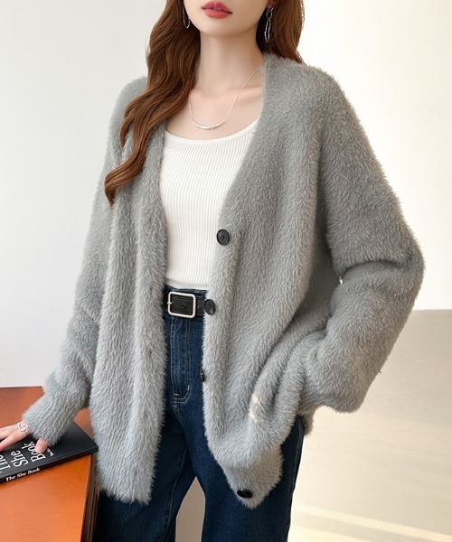 セール】【新色登場】ふわふわシャギーカーディガン オーバーサイズ
