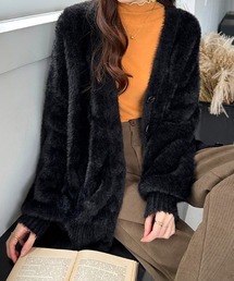 【新色登場】ふわふわシャギーカーディガン オーバーサイズ カーディガン シャギーニット Vネック 春服 秋服 冬服