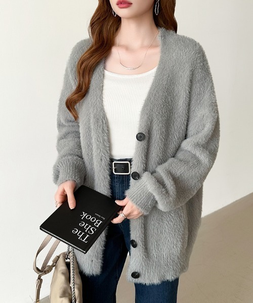 セール】【新色登場】ふわふわシャギーカーディガン オーバーサイズ