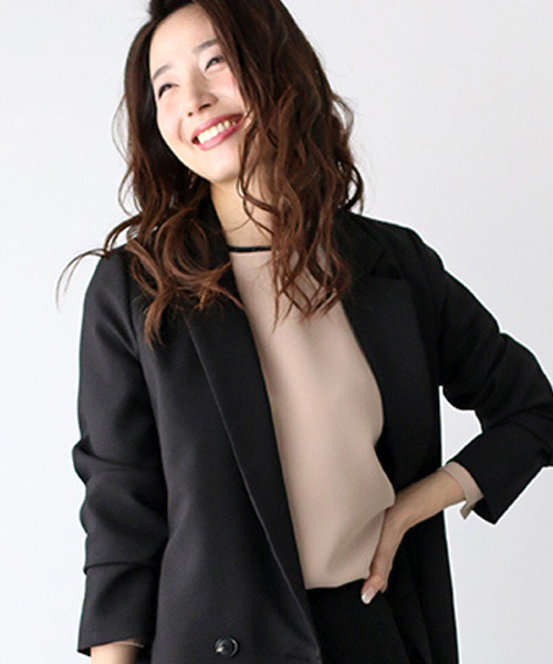 Ehre style（エーレスタイル）の「配色ラインのお仕事ブラウス（Tシャツ/カットソー・レディース・ベージュ/ブラック・FREE）」の10枚目の写真