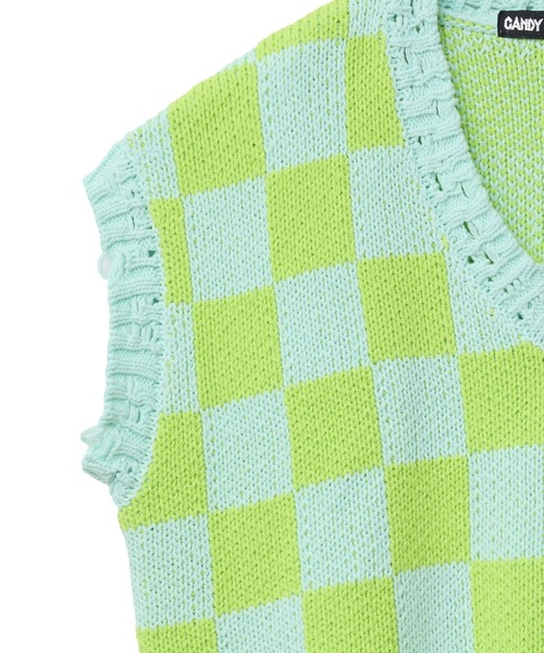 Candy Stripper（キャンディストリッパー）の「CHECKER KNIT ベスト（ベスト・レディース・ブルー/ライム/ブラック・2）」の21枚目の写真