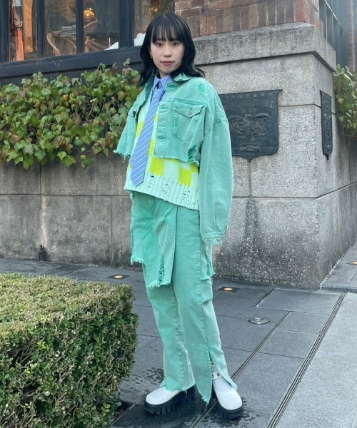 Candy Stripper（キャンディストリッパー）の「CHECKER KNIT ベスト（ベスト・レディース・ブルー/ライム/ブラック・2）」の5枚目の写真