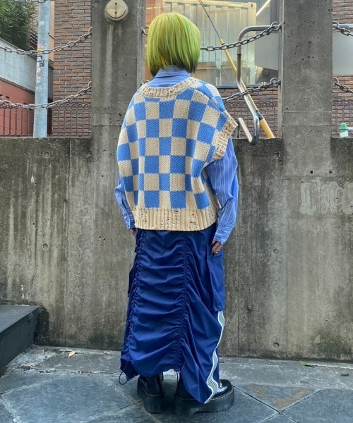 Candy Stripper（キャンディストリッパー）の「CHECKER KNIT ベスト（ベスト・レディース・ブルー/ライム/ブラック・2）」の11枚目の写真