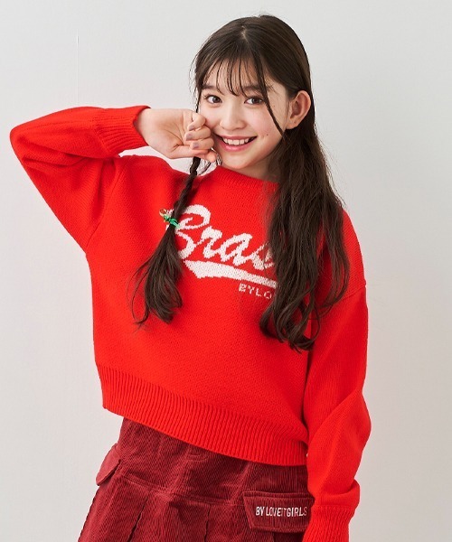 by LOVEiT（バイラビット）の「ジャカードロゴニット（ニット/セーター・キッズ・グリーン/アイボリー/レッド・120cm/130cm/140cm/150cm/160cm）」の3枚目の写真