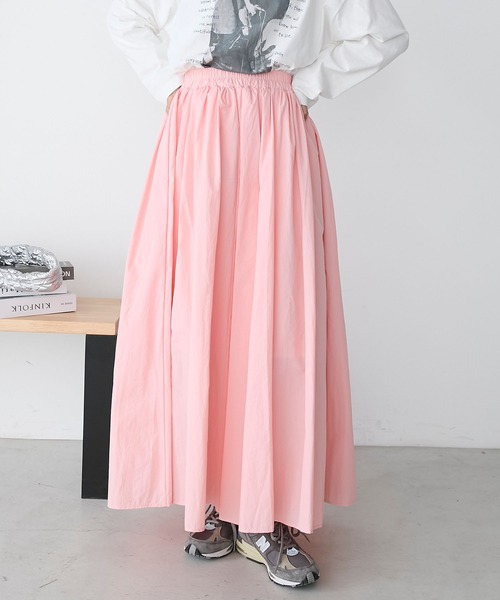 DONK ナイロンスカート OMNES】撥水加工ナイロンドロストギャザースカート【7124-8057】