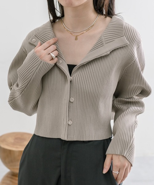 mystic（ミスティック）の「【5色展開】ハイネックショートカーディガン（カーディガン/ボレロ・レディース・アイボリー/ピンク/ベージュ/グリーン/チャコールグレー・FREE）」の19枚目の写真