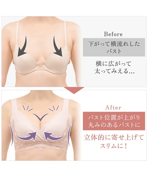 BRADELIS NEWYORK（ブラデリスニューヨーク）の「綿混トリプルキャッチFITブラ23 ブラデリス 補正下着 補整 ブラレット（ブラジャー・レディース・ブラック/グレイッシュベージュ/ピンク/ナチュラル・S/M/L/LL/3L/4L/5L）」の20枚目の写真