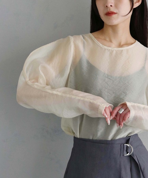 cheriella(シェリエラ)の「【cheriella】WEB限定オーガンジーカーブスリーブブラウス WEB LIMITED ORGANZA CURVE SLEEVE BLOUSE(シャツ/ブラウス・レディース・アイボリー/ブラック/ベージュ・M)」の1枚目の写真