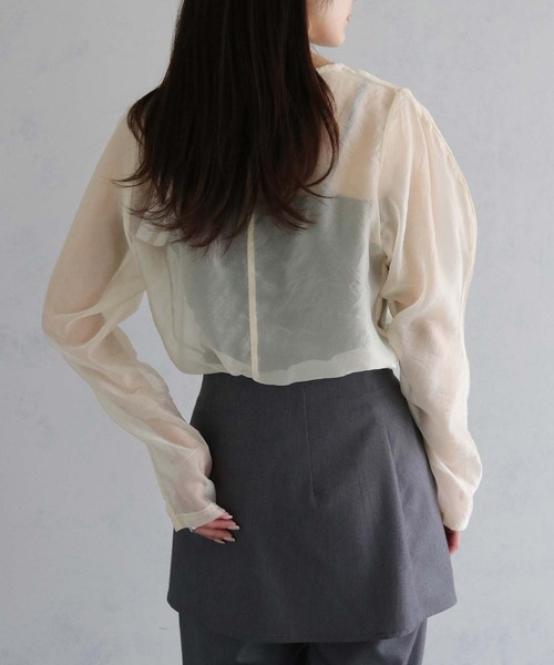 cheriella(シェリエラ)の「【cheriella】WEB限定オーガンジーカーブスリーブブラウス WEB LIMITED ORGANZA CURVE SLEEVE BLOUSE(シャツ/ブラウス・レディース・アイボリー/ブラック/ベージュ・M)」の8枚目の写真