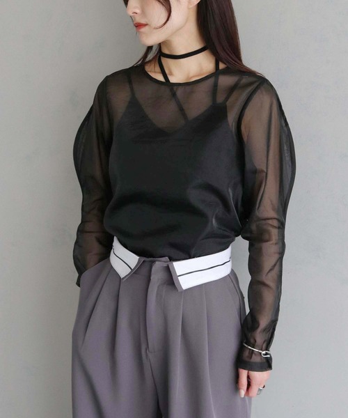 cheriella(シェリエラ)の「【cheriella】WEB限定オーガンジーカーブスリーブブラウス WEB LIMITED ORGANZA CURVE SLEEVE BLOUSE(シャツ/ブラウス・レディース・アイボリー/ブラック/ベージュ・M)」の13枚目の写真
