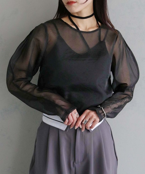 cheriella(シェリエラ)の「【cheriella】WEB限定オーガンジーカーブスリーブブラウス WEB LIMITED ORGANZA CURVE SLEEVE BLOUSE(シャツ/ブラウス・レディース・アイボリー/ブラック/ベージュ・M)」の14枚目の写真