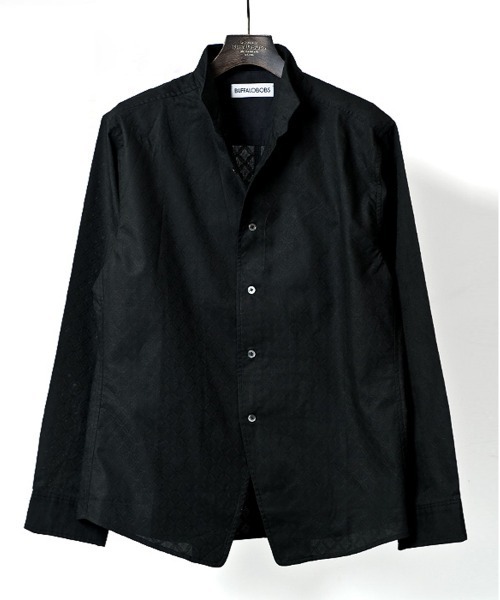 Buffalo Bobs(バッファローボブズ)の「LITTLE WING SHIRT JKT(リトルウィング シャツジャケット)ウィングカラー ジャガード シャツジャケット(シャツ/ブラウス・メンズ・ブラック/ネイビー/ブルー系その他/ホワイト・1-2/2-3/3-4)」の3枚目の写真