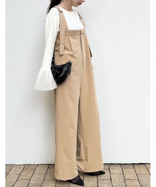 Re:EDIT（リエディ）の「[低身長/高身長サイズ有]ライトツイルベルトデザインルーズサロペット（サロペット/オーバーオール・レディース・グレー系その他/アイボリー/グレー/ブラック/ベージュ・TALL/LARGE/MEDIUM/SHORT）」の6枚目の写真