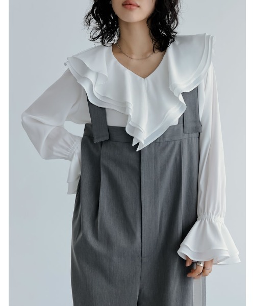 Re:EDIT（リエディ）の「[低身長/高身長サイズ有]ライトツイルベルトデザインルーズサロペット（サロペット/オーバーオール・レディース・グレー系その他/アイボリー/グレー/ブラック/ベージュ・TALL/LARGE/MEDIUM/SHORT）」の10枚目の写真