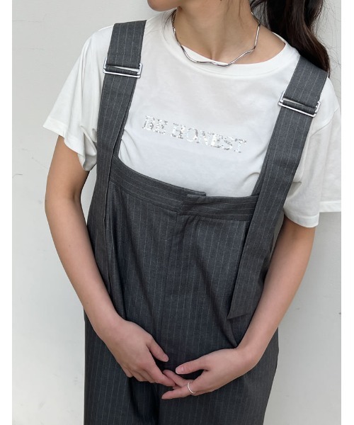 Re:EDIT（リエディ）の「[低身長/高身長サイズ有]ライトツイルベルトデザインルーズサロペット（サロペット/オーバーオール・レディース・グレー系その他/アイボリー/グレー/ブラック/ベージュ・TALL/LARGE/MEDIUM/SHORT）」の12枚目の写真