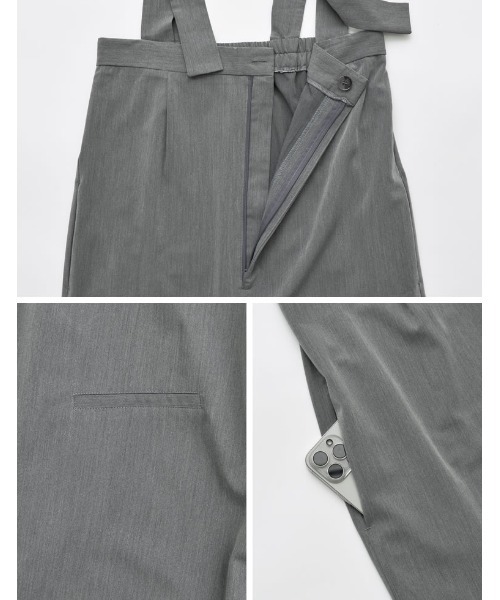 Re:EDIT（リエディ）の「[低身長/高身長サイズ有]ライトツイルベルトデザインルーズサロペット（サロペット/オーバーオール・レディース・グレー系その他/アイボリー/グレー/ブラック/ベージュ・TALL/LARGE/MEDIUM/SHORT）」の16枚目の写真