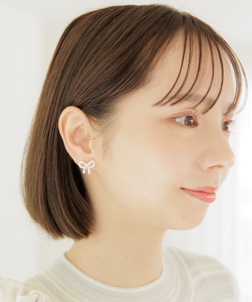 flower(フラワー)の「ホイップリボンピアス(ピアス(片耳用)・レディース・ホワイト・FREE)」の5枚目の写真