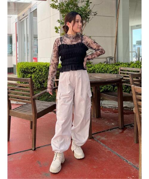 FREE'S MART（フリーズマート）の「ギャザーシャーリングビスチェ（キャミソール・レディース・ライトグリーン/ブラック/ベージュ・FREE）」の7枚目の写真