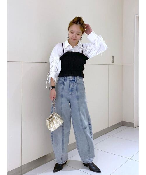 FREE'S MART（フリーズマート）の「ギャザーシャーリングビスチェ（キャミソール・レディース・ライトグリーン/ブラック/ベージュ・FREE）」の8枚目の写真