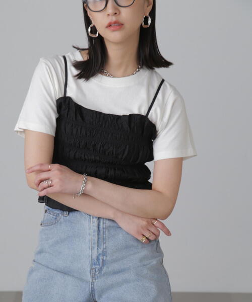 FREE'S MART（フリーズマート）の「ギャザーシャーリングビスチェ（キャミソール・レディース・ライトグリーン/ブラック/ベージュ・FREE）」の12枚目の写真