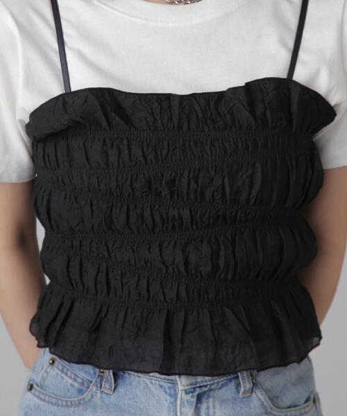 FREE'S MART（フリーズマート）の「ギャザーシャーリングビスチェ（キャミソール・レディース・ライトグリーン/ブラック/ベージュ・FREE）」の13枚目の写真