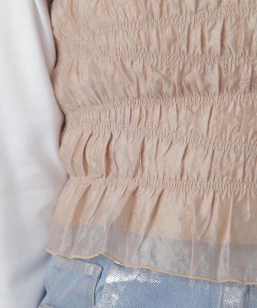 FREE'S MART（フリーズマート）の「ギャザーシャーリングビスチェ（キャミソール・レディース・ライトグリーン/ブラック/ベージュ・FREE）」の22枚目の写真