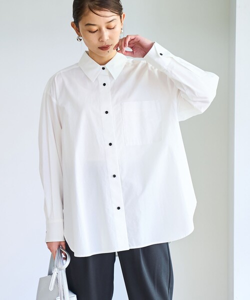 coen（コーエン）の「【RONEL】コットンブロードシャツ（シャツ/ブラウス・レディース・ライトブルー/オフホワイト・M/S）」の3枚目の写真