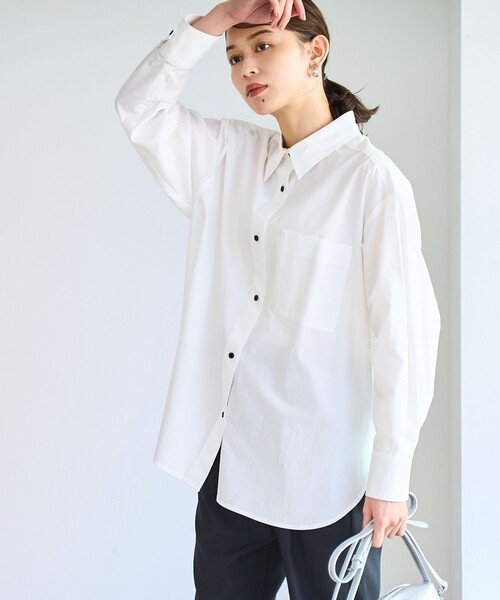 coen（コーエン）の「【RONEL】コットンブロードシャツ（シャツ/ブラウス・レディース・ライトブルー/オフホワイト・M/S）」の4枚目の写真