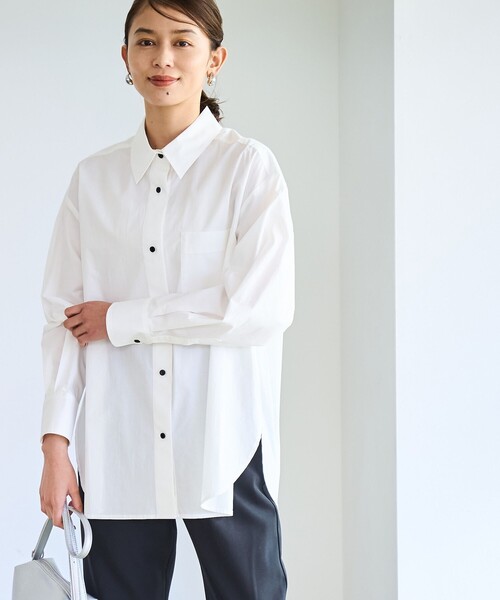 coen（コーエン）の「【RONEL】コットンブロードシャツ（シャツ/ブラウス・レディース・ライトブルー/オフホワイト・M/S）」の6枚目の写真