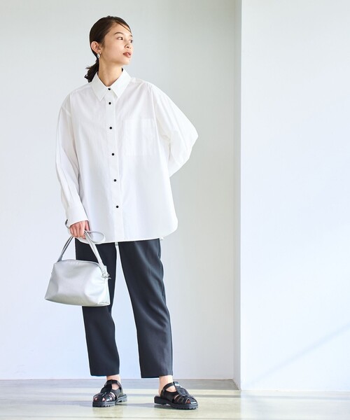 coen（コーエン）の「【RONEL】コットンブロードシャツ（シャツ/ブラウス・レディース・ライトブルー/オフホワイト・M/S）」の10枚目の写真