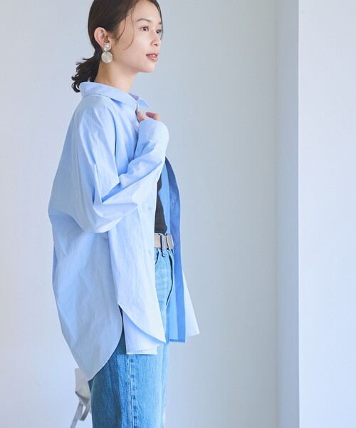 coen（コーエン）の「【RONEL】コットンブロードシャツ（シャツ/ブラウス・レディース・ライトブルー/オフホワイト・M/S）」の19枚目の写真