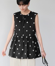 8月末までOHGA BOUQUET 花柄刺繍ペプラムノースリーブブラウス