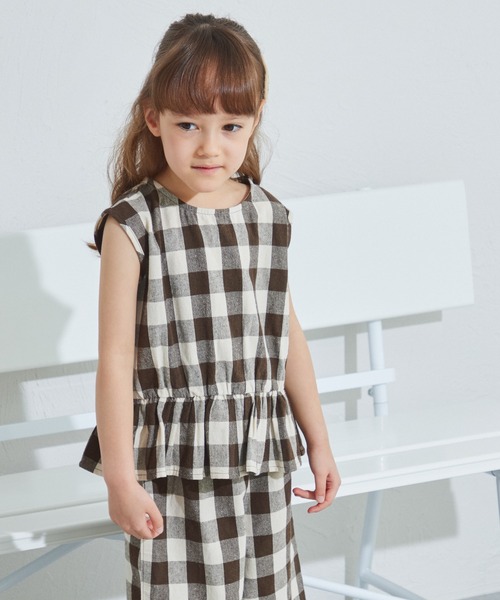 pairmanon(ペアマノン)の「ペプラムブラウス 7分丈パンツ ガールズセットアップ(セットアップ・キッズ・ブルー系その他4/ブラウン系その他/アイボリー/ベージュ系その他/レッド系その他/ベージュ系その他2/パープル系その他/テラコッタ/ブラウン系その他2・110/120/100/130/90/140/150)」の14枚目の写真