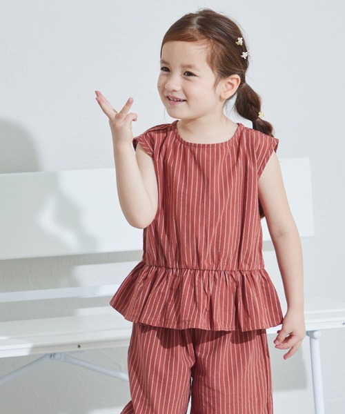 pairmanon(ペアマノン)の「ペプラムブラウス 7分丈パンツ ガールズセットアップ(セットアップ・キッズ・ブルー系その他4/ブラウン系その他/アイボリー/ベージュ系その他/レッド系その他/ベージュ系その他2/パープル系その他/テラコッタ/ブラウン系その他2・110/120/100/130/90/140/150)」の18枚目の写真