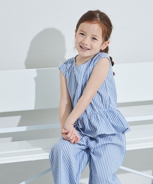 ペプラムブラウス 7分丈パンツ ガールズセットアップ（セットアップ