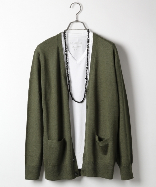 RAGEBLUE（レイジブルー）の「【スペイン産ウール使用】ニットVカーデ/566799（ニット/セーター・メンズ・グレー/グリーン/ワインレッド/ブラック/ブルー/オリーブ・MEDIUM/LARGE）」の4枚目の写真