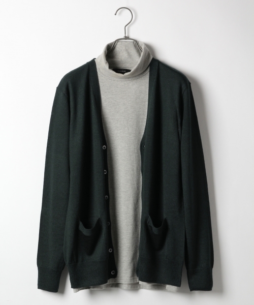 RAGEBLUE（レイジブルー）の「【スペイン産ウール使用】ニットVカーデ/566799（ニット/セーター・メンズ・グレー/グリーン/ワインレッド/ブラック/ブルー/オリーブ・MEDIUM/LARGE）」の5枚目の写真