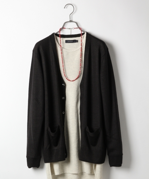 RAGEBLUE（レイジブルー）の「【スペイン産ウール使用】ニットVカーデ/566799（ニット/セーター・メンズ・グレー/グリーン/ワインレッド/ブラック/ブルー/オリーブ・MEDIUM/LARGE）」の2枚目の写真