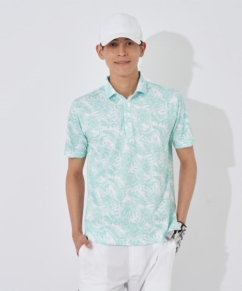 FILA - FILA GOLF フィラゴルフ 花柄 ポロシャツ ゴルフ ウェア 半袖 人気 FILA フィラゴルフ 半袖 ポロシャツ メンズ ゴルフウェアFILA