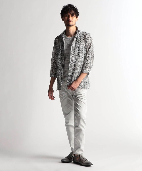 NICOLE CLUB FOR MEN（ニコルクラブフォーメン）の「ランダムテレコ・リップルボーダータンクトップ（タンクトップ・メンズ・グレー系/ブラック/ホワイト系/オレンジ系/ホワイト・LARGE/MEDIUM）」の19枚目の写真