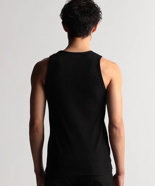 NICOLE CLUB FOR MEN（ニコルクラブフォーメン）の「ランダムテレコ・リップルボーダータンクトップ（タンクトップ・メンズ・グレー系/ブラック/ホワイト系/オレンジ系/ホワイト・LARGE/MEDIUM）」の21枚目の写真