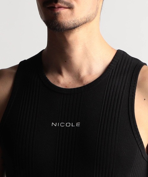 NICOLE CLUB FOR MEN（ニコルクラブフォーメン）の「ランダムテレコ・リップルボーダータンクトップ（タンクトップ・メンズ・グレー系/ブラック/ホワイト系/オレンジ系/ホワイト・LARGE/MEDIUM）」の11枚目の写真
