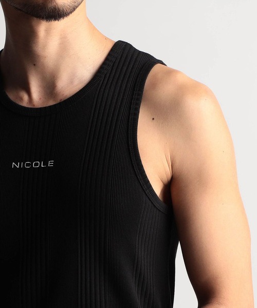 NICOLE CLUB FOR MEN（ニコルクラブフォーメン）の「ランダムテレコ・リップルボーダータンクトップ（タンクトップ・メンズ・グレー系/ブラック/ホワイト系/オレンジ系/ホワイト・LARGE/MEDIUM）」の12枚目の写真