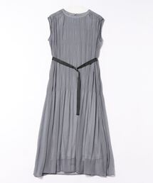 グリッターシフォン消しプリーツロングワンピース